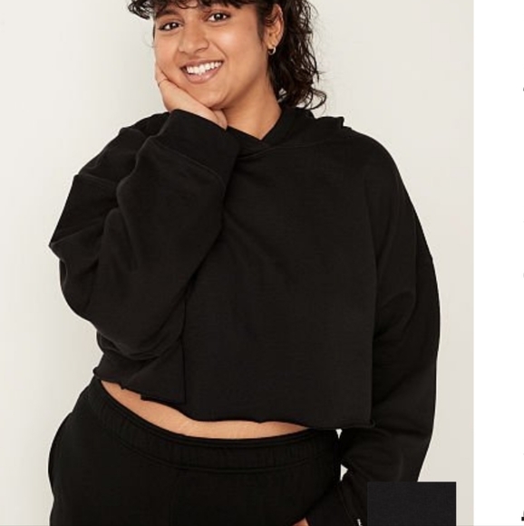 PINK Victoria's Secret Sweaters - Pink Crop Pullover Sweatshirt- Black